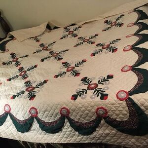 Homemade patchwork hand stitched queen size quilt